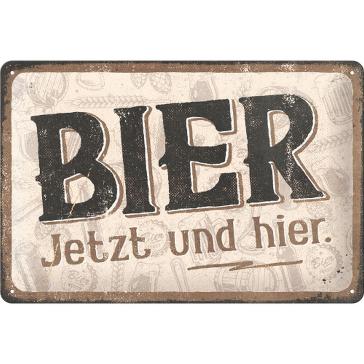 BLECHSCHILD 20/30 cm Open Bar Bier jetzt und hier - Multicolor, Metall (30/20/0.2cm) - Nostalgic-Art