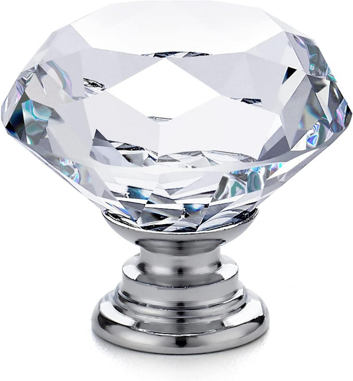 SCHRANKKNOPF Kristall 4er-Set - Transparent, Metall (3/2.5/3cm)