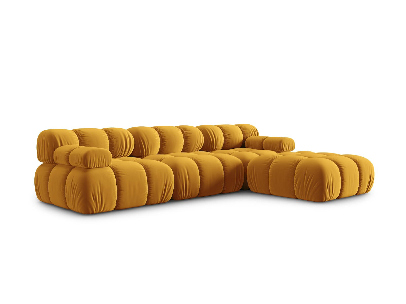 MODULARES-SOFA Bellis aus Samt gelb 4 Sitzplätze - Gelb, Textil (188/63/282cm) - Micadoni