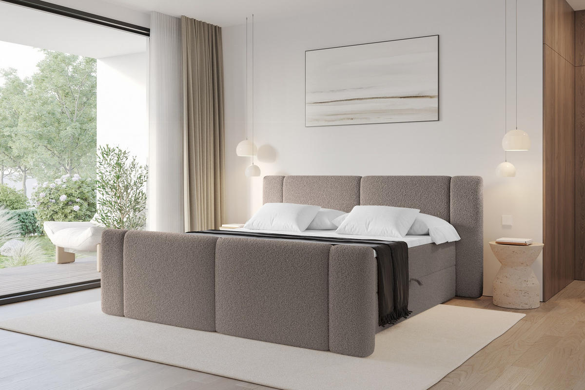 BOXBETT mit Matratze H4 - EVON Zanozek - 140x200 cm Braun - Braun, Holzwerkstoff (140/200cm) - ALTDECOR
