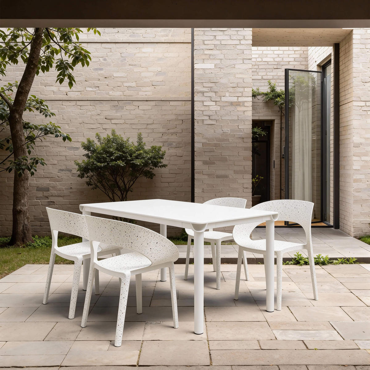 GARTENSTUHL Weiß 54/60/82,5 cm 2er-Set - Weiß, Kunststoff (54/82.5/60cm) - Mobili Rebecca