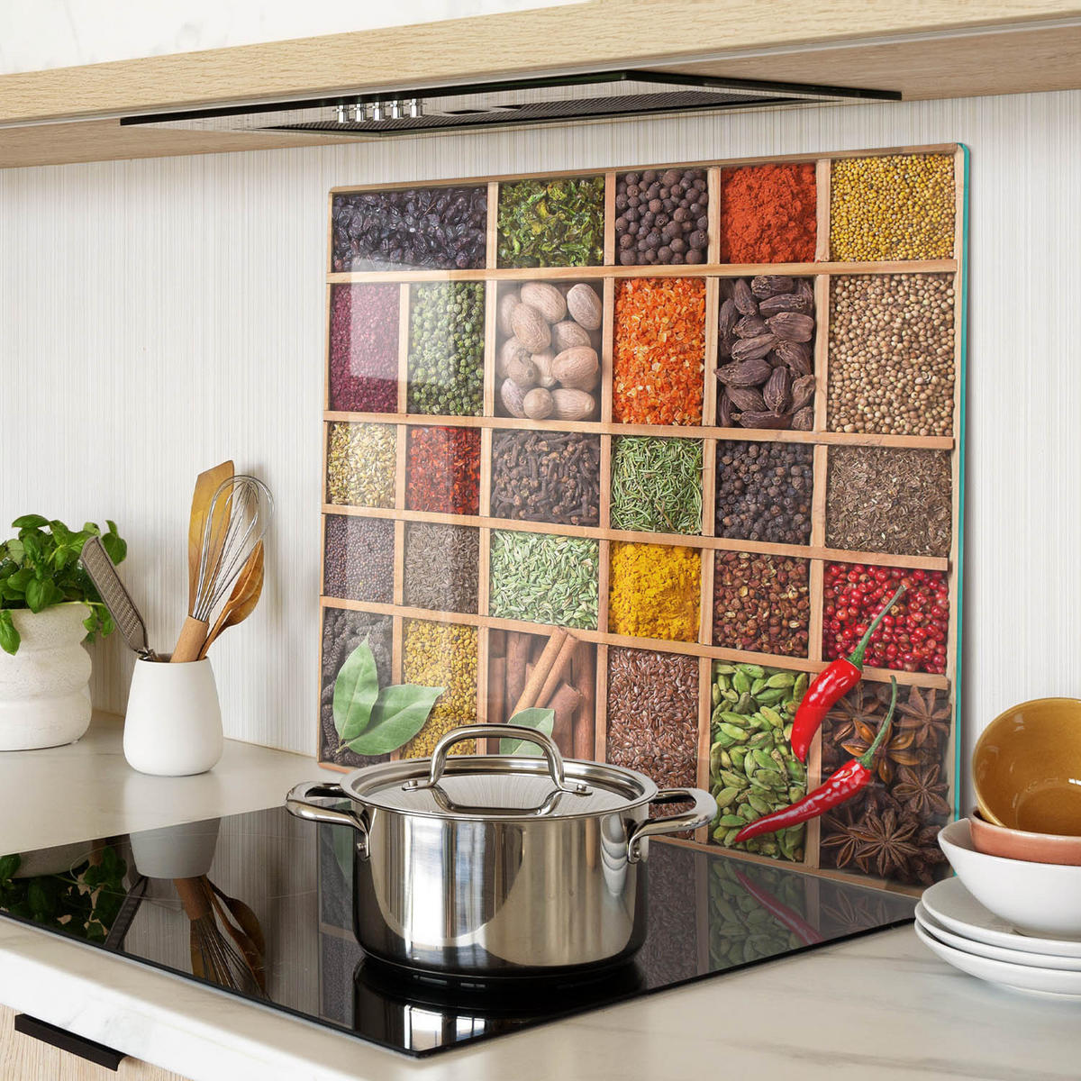 GLASPLATTE 60x52 cm Gewürze und Kräuter - Multicolor, Glas (60/0.4/52cm) - TULUP