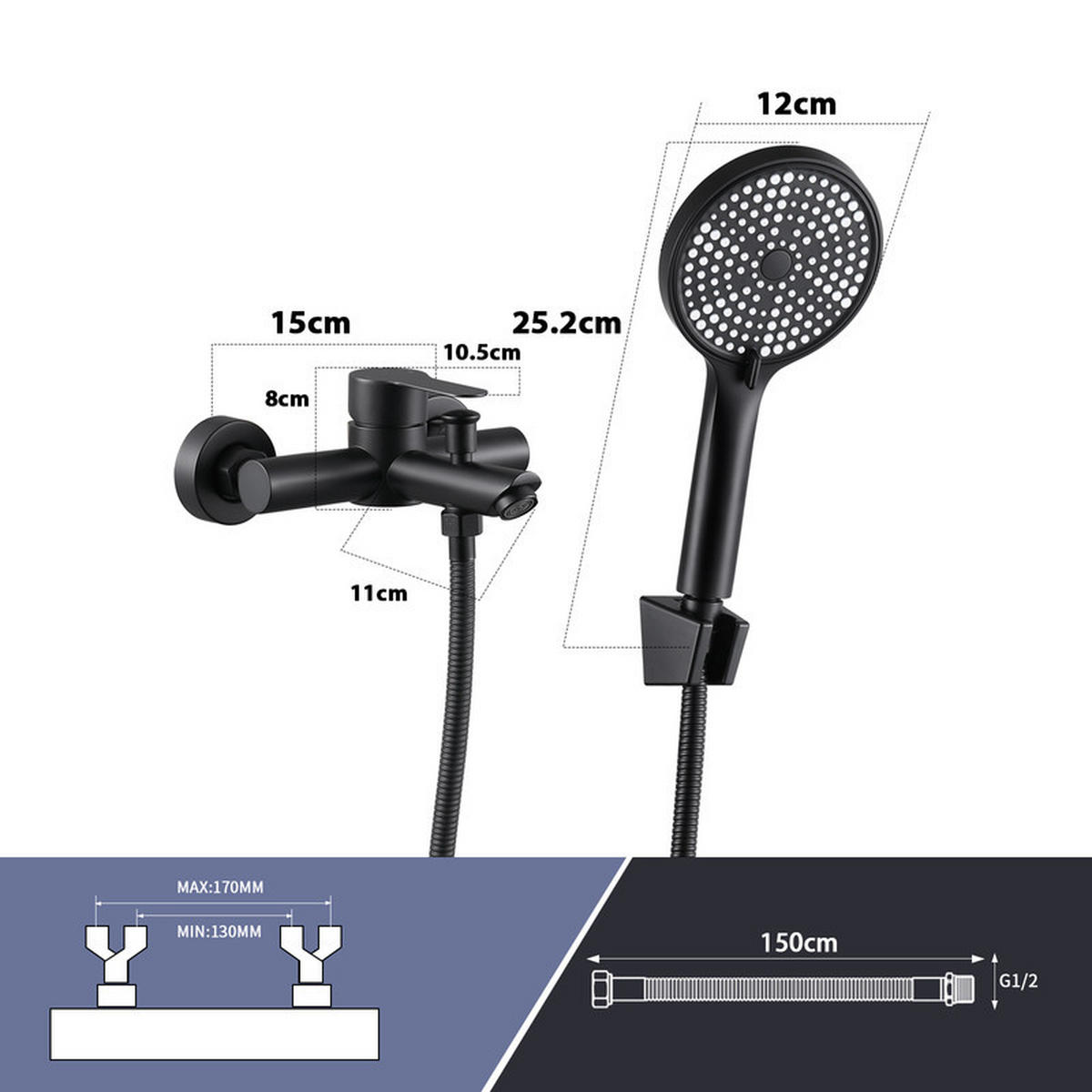 HANDBRAUSE Edith II 11/15/8cm - Schwarz, Metall (15/8/11cm) - Nettlife