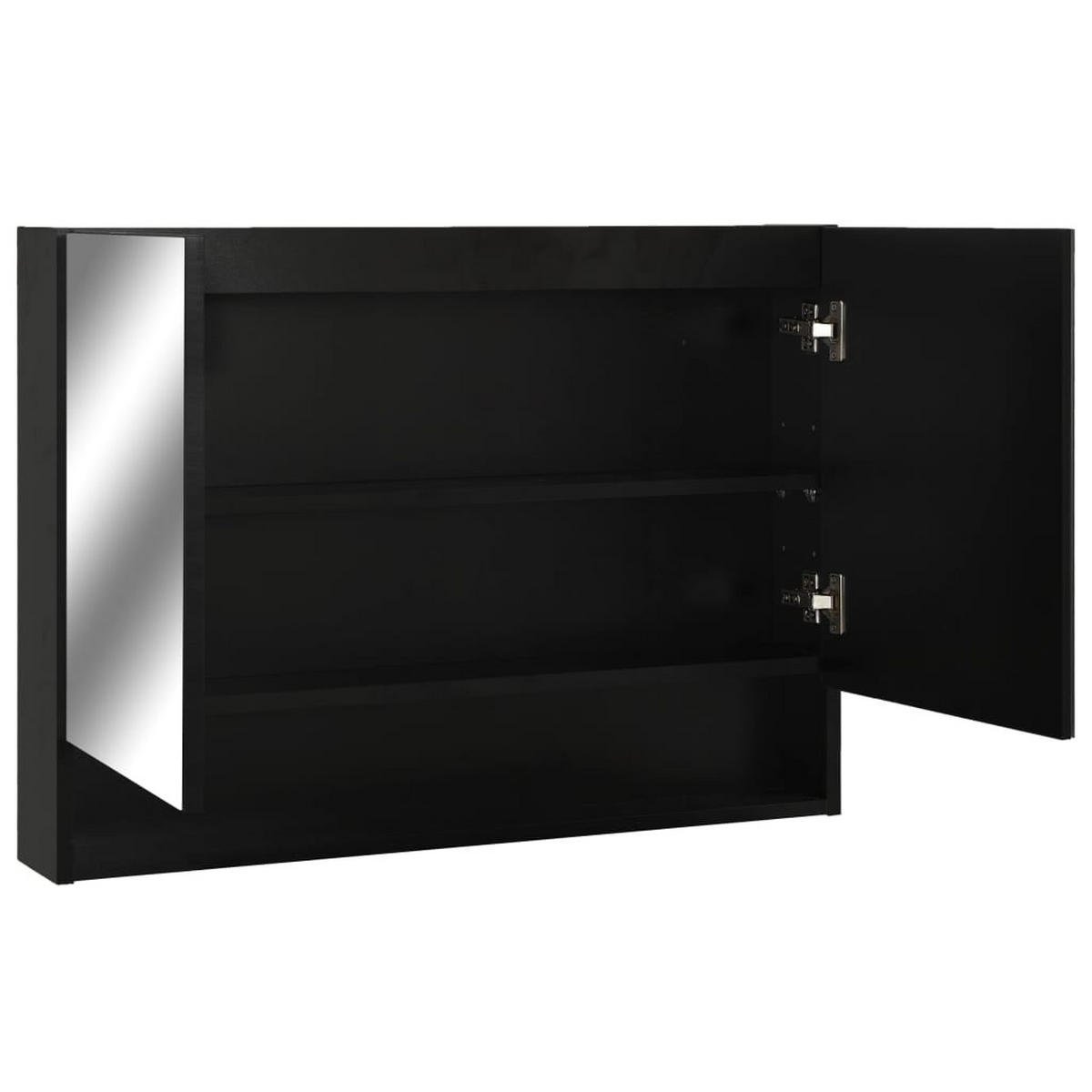 SPIEGELSCHRANK mit LED, 80/15/60 cm, aus MDF, in Schwarz und Silbern - Schwarz, Holz (15/60/80cm) - vidaXL