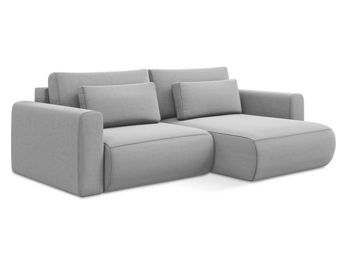 ECKSOFA mit Schlaffunktion Samt Stoff Grau - Schwarz/Grau, Kunststoff/Textil (240/149cm) - Makamii