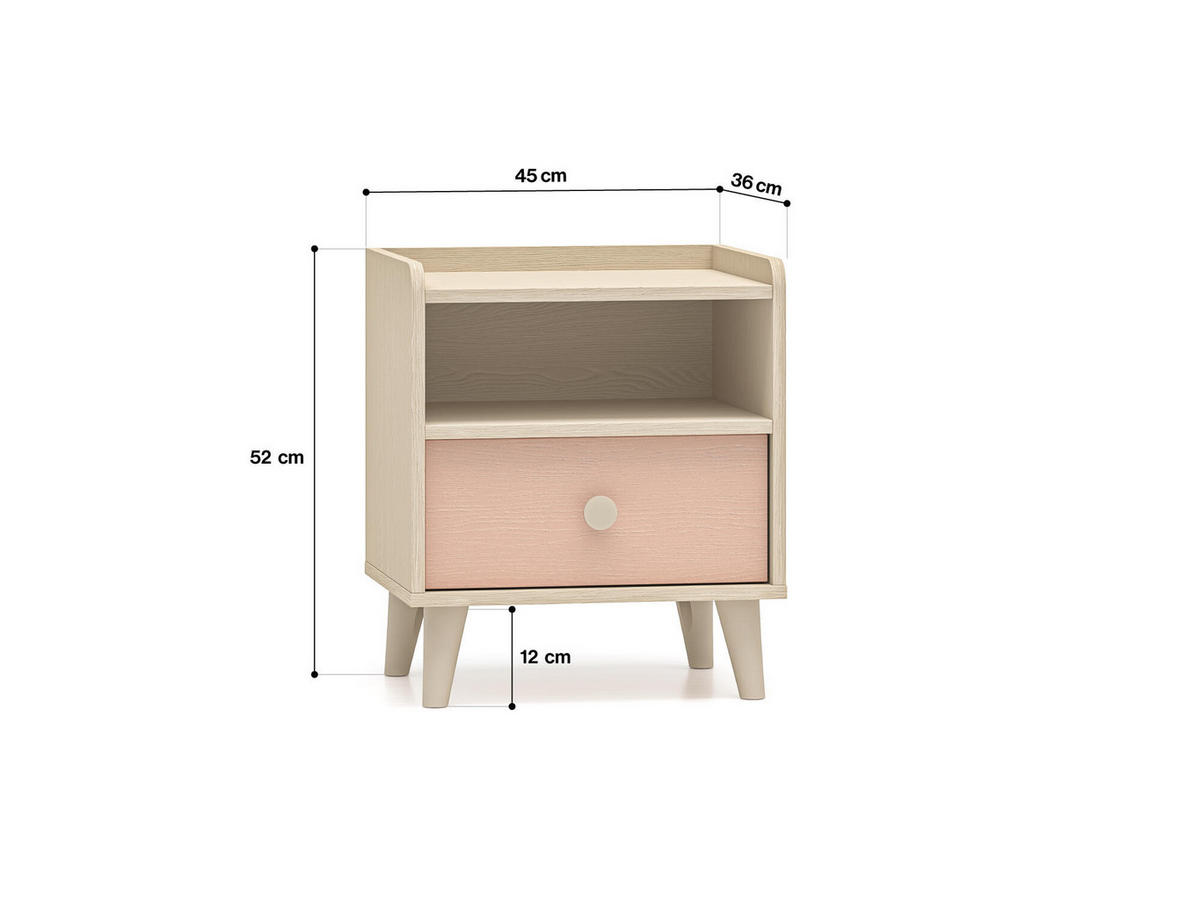 NACHTTISCH MEVEL Rosa 45x36x52 cm - Pink, Holzwerkstoff (45/52/36cm) - FURNLUX
