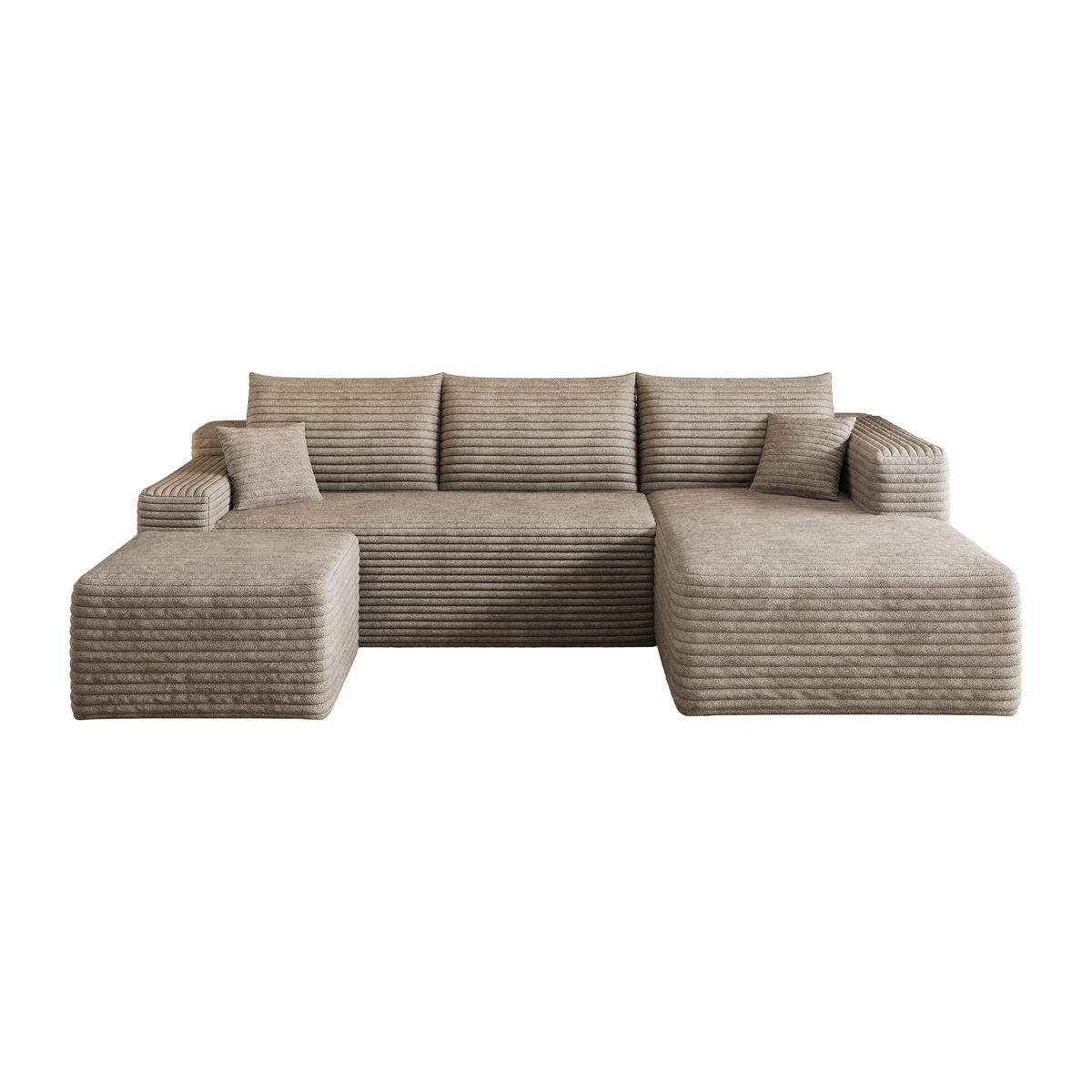 WOHNLANDSCHAFT Cord Camel ohne Montage - Hellbraun, Textil (241/58/151cm) - WISHDOR