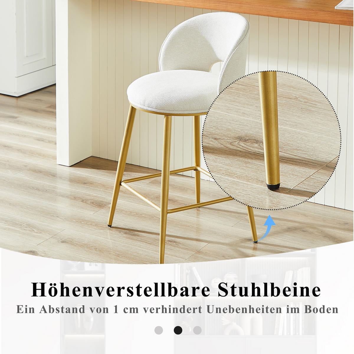 BAROVÁ ŽIDLE látka žinylka čalouněná, kovový rám s opěradlem, sada 2 ks - béžová, textil (56/92/53cm) - Urban Meuble