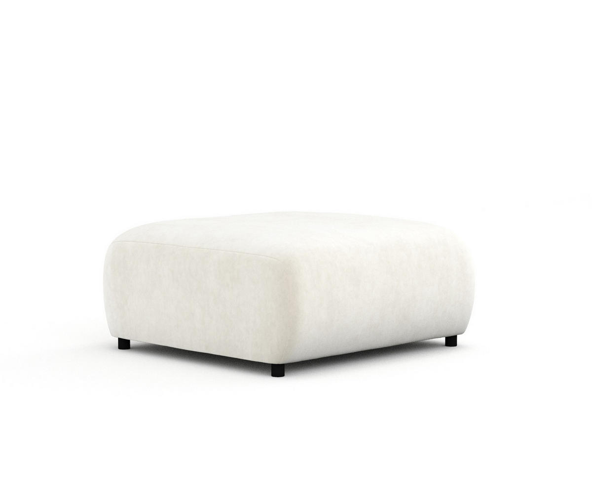 POUF S Zanzibar Creme Samtstoff - Creme/Schwarz, Holz/Holzwerkstoff (88/37/88cm) - Maison de Reve
