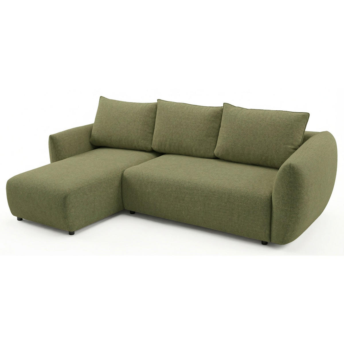 ROHOVÁ POHOVKA Zordo Olivově zelený žinylka levá se dvěma úložnými prostory - černá/olivově zelená, textil/plast (256/170cm) - Selsey
