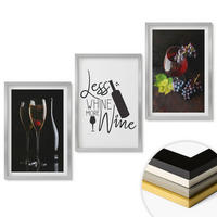 WANDBILDER 3er Set - 40x60 cm Silberner Rahmen - Weingläser mit Trauben und Inschrift - Silberfarben, Kunststoff (40/60cm) - ArtPrintCave