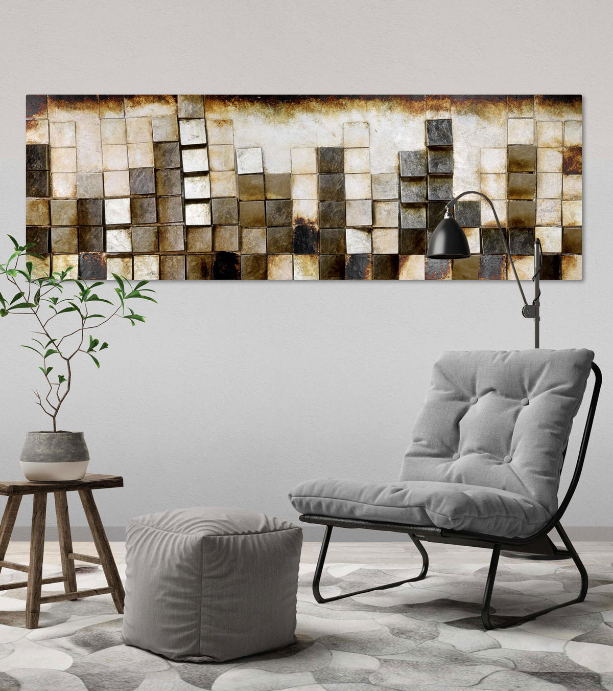WANDBILD Gold 144/44 cm - Goldfarben, Holz/Kunststoff (144/44cm) - KUNSTLOFT