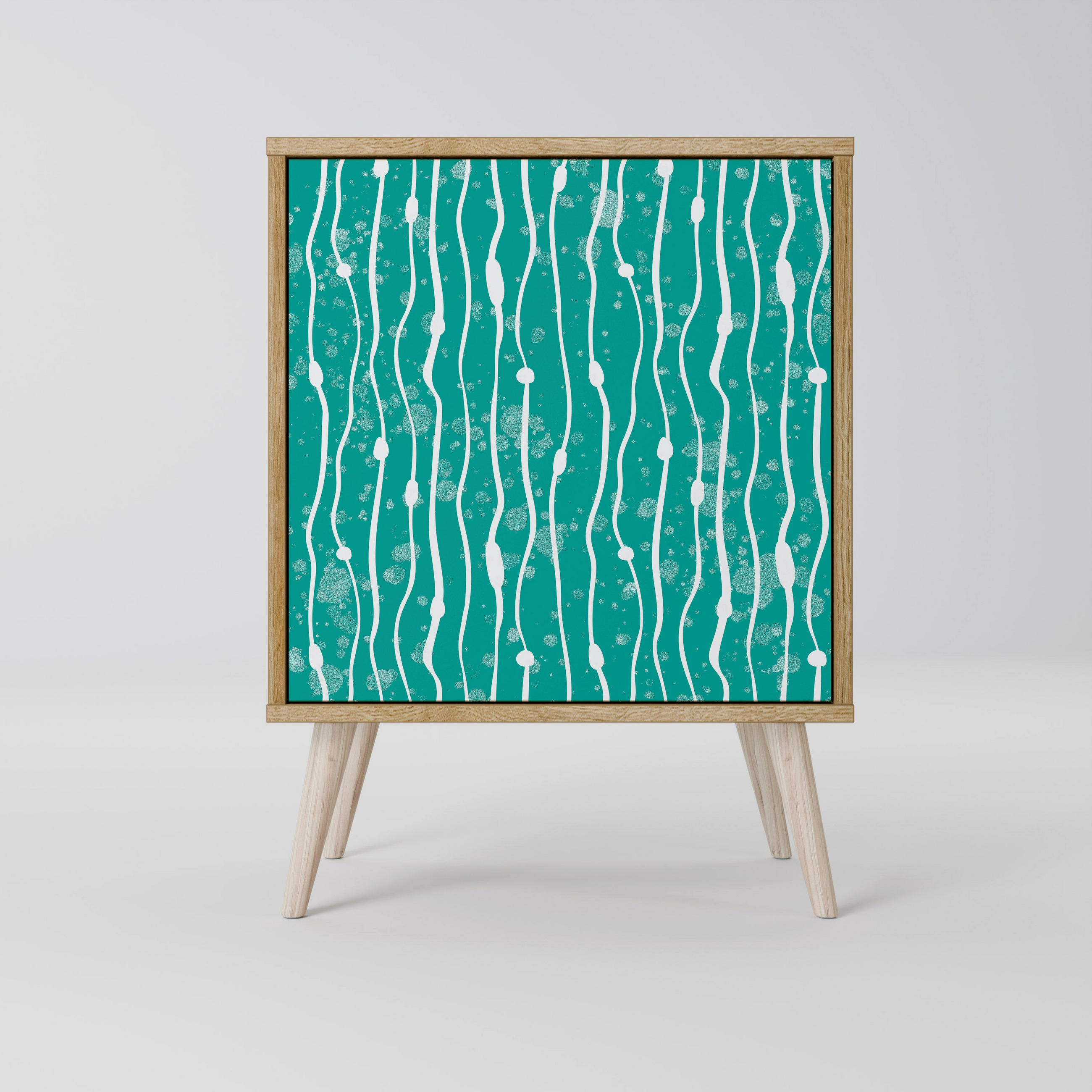 SIDEBOARD TURQUOISE RAIN, Eichefarben, 57,5x42x77,5 cm, Schräge Buchenholzfüße - Eichefarben/Buchefarben, Holzwerkstoff/Buchenholz (57.5/77.5/42cm) - SpaceRebels