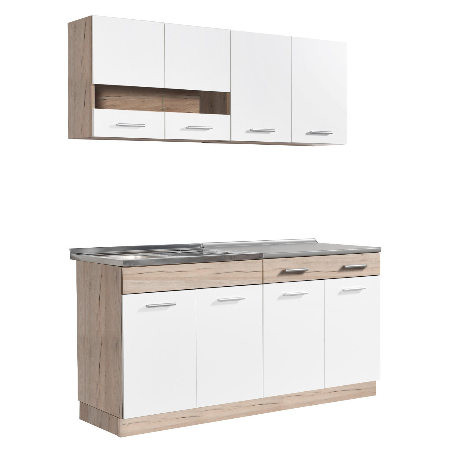 KÜCHENLEERBLOCK 160 cm in Weiß - Silberfarben/Weiß, Holz (160/206/60cm) - Homestyle4u