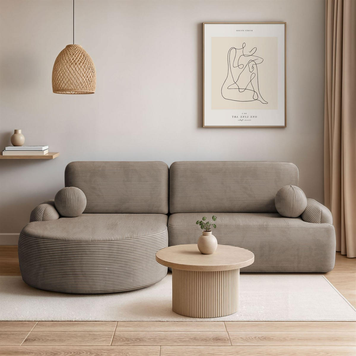 ECKSOFA CLEO II mit Schlaffunktion Version Linke Poso 02 - Cappuccino, Kunststoff (264/172cm) - Lookway