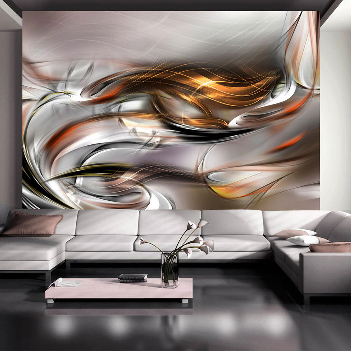 VLIESTAPETE 100/70 cm - Goldfarben/Grau, Textil (100/1cm) - KUNSTLOFT
