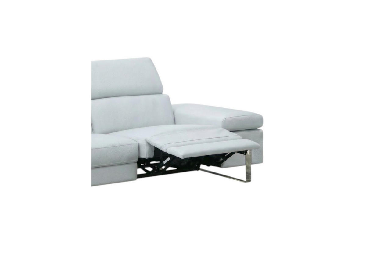 3-SITZER Sofa Opera Echtleder mit 1 x Relaxfunktion Weiß - Weiß, Leder/Metall (223/75/109cm)
