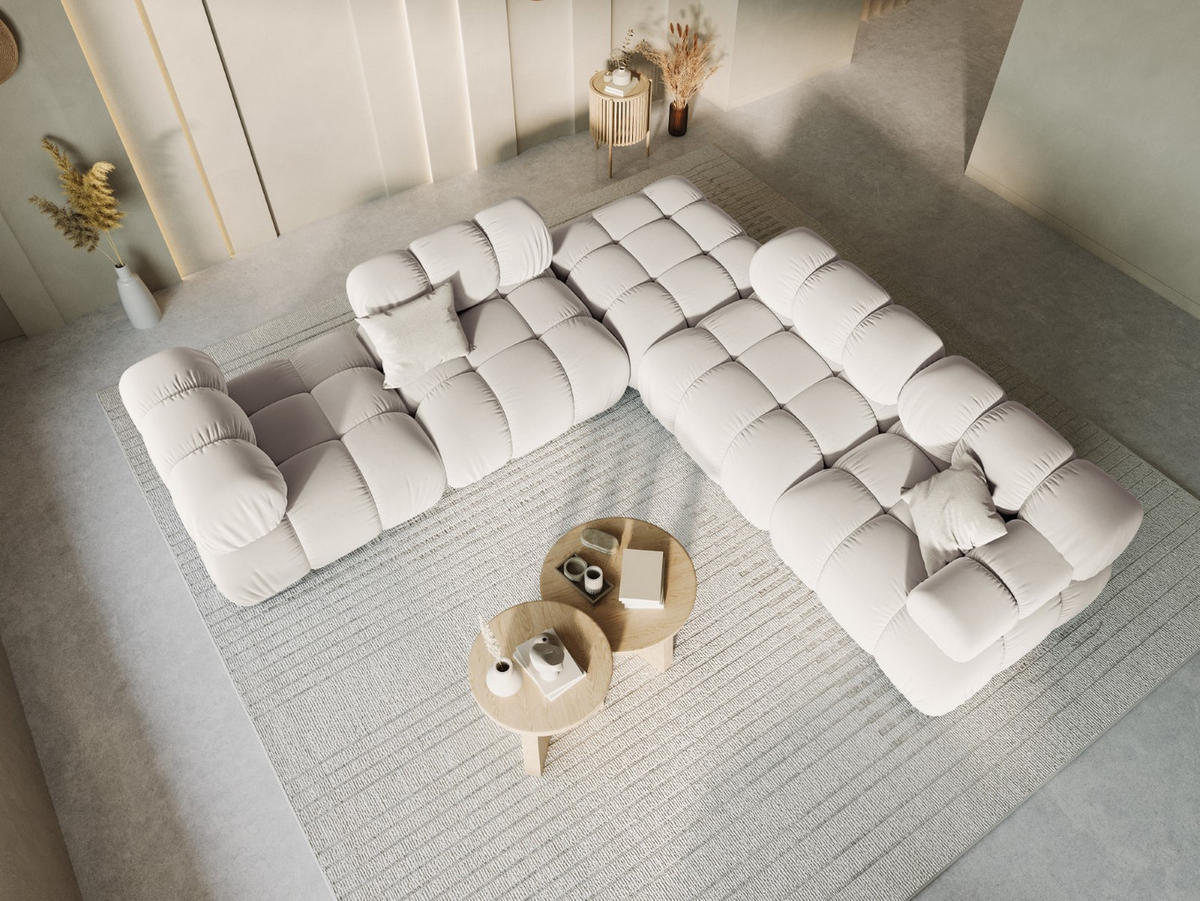 POUF Bellis aus Samt leichtes beige - Creme, Textil (94/39/94cm) - Micadoni