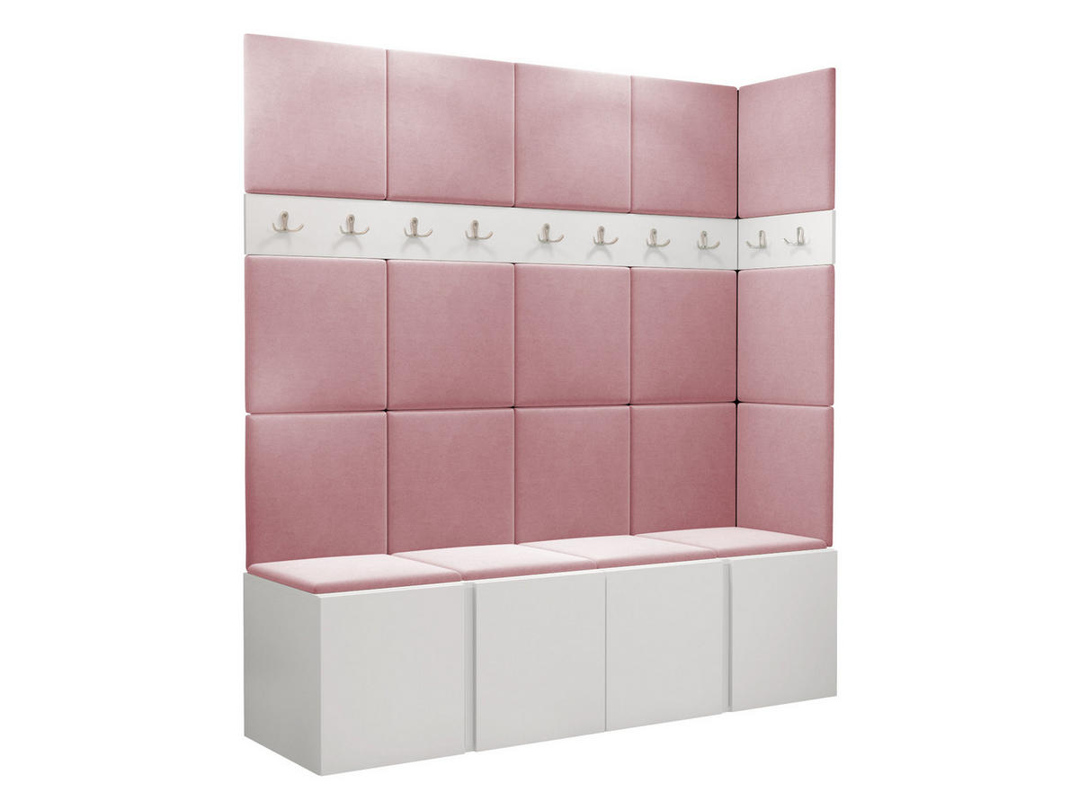 GARDEROBEN-SET Orion II - Weiß/Rosa, Holzwerkstoff/Kunststoff (168/186/46cm) - MIRJAN24