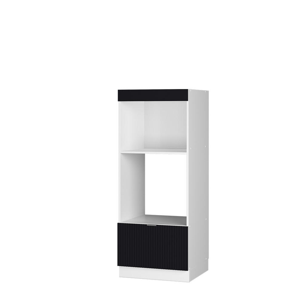 MIKROVÅGSSKÅP Fame-Line Svart randig 60 cm öppna Svart, Vit 153.6/60/58.1 cm
