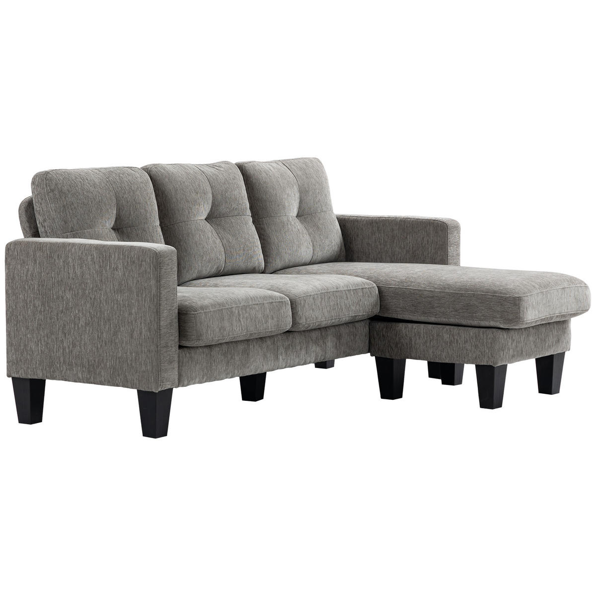ECKSOFA DE-06499 mit umkehrbarer Chaiselongue, L-Form, Leinenoptik Braun - Braun, Textil/Metall (130/186cm) - ComfortXL