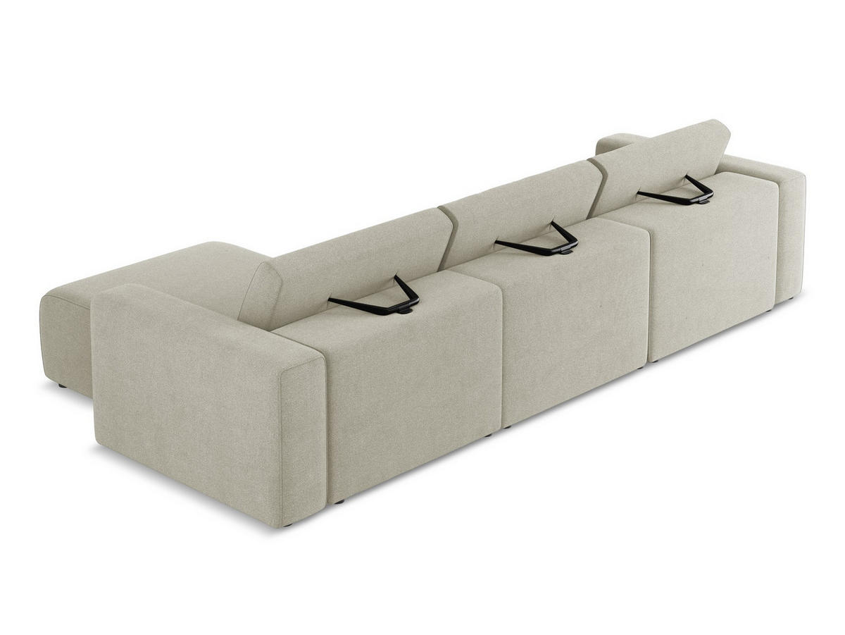 ECKSOFA Links Strukturstoff Stoff Beige - Beige/Creme, Kunststoff/Textil (314/167cm) - Makamii