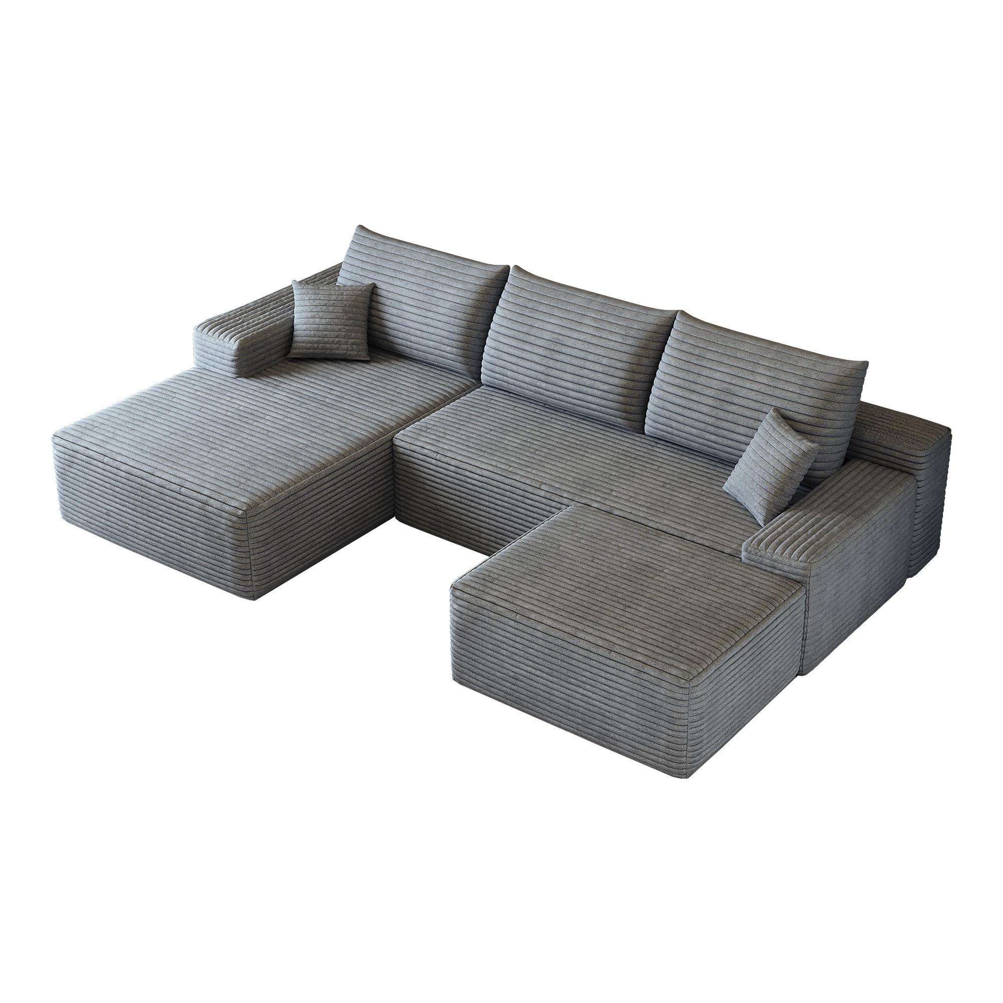 WOHNLANDSCHAFT DE-34857 U-Form 2-Sitzer Chaiselongue links Grau - Grau, Textil (175/83/270cm) - ComfortXL