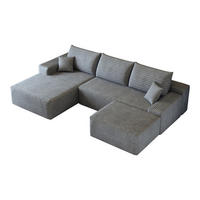 WOHNLANDSCHAFT DE-34857 U-Form 2-Sitzer Chaiselongue links Grau - Grau, Textil (175/83/270cm) - ComfortXL