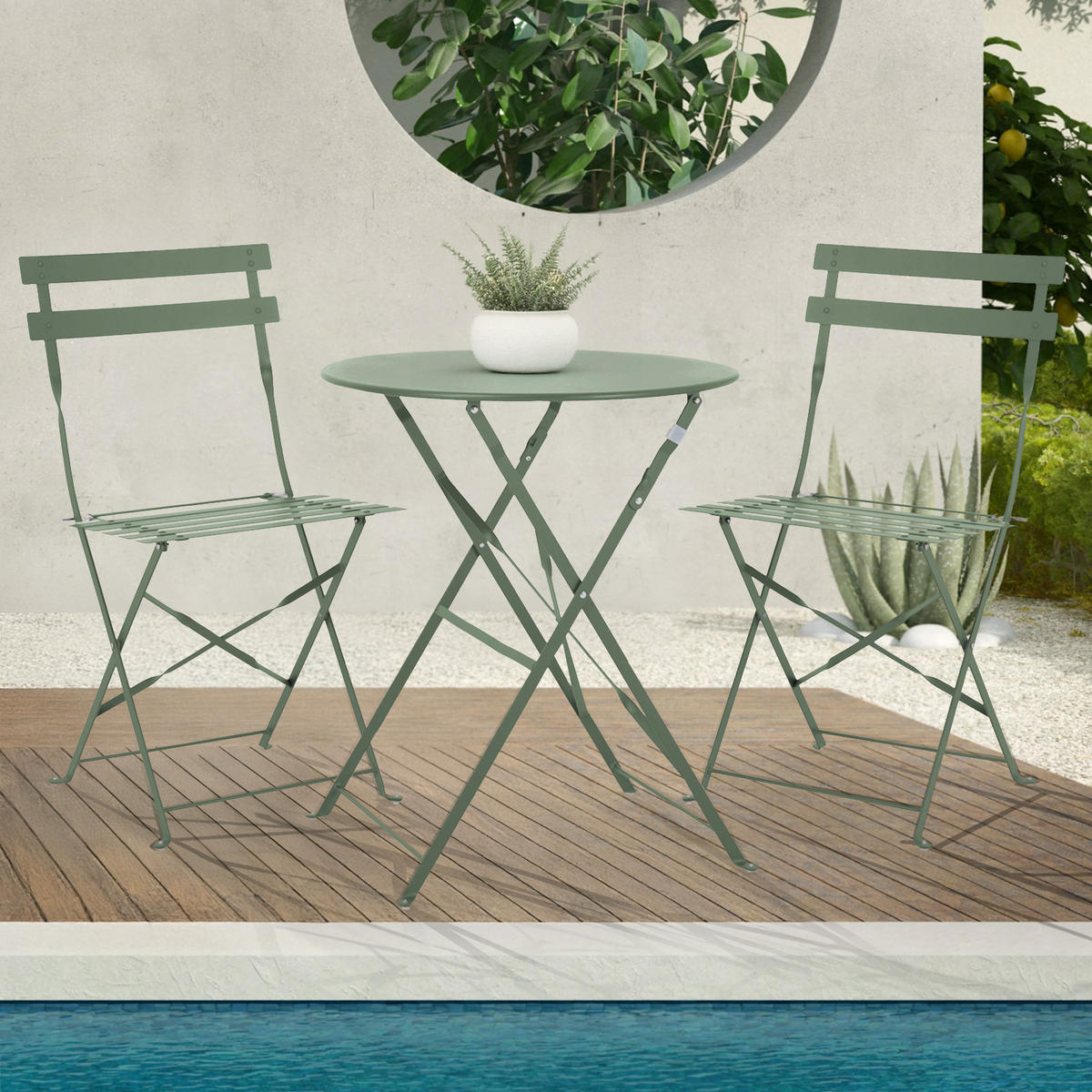 BISTRO-SET BERLIN Metall Mint - Türkis, Metall - SVITA