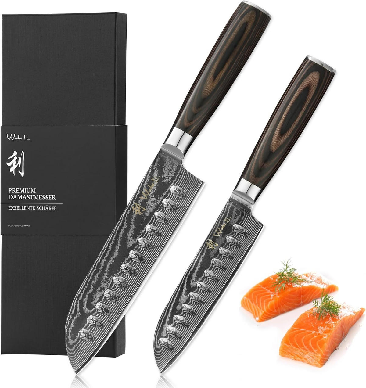 SANTOKUMESSER-SET 2-TEILIG 12–18 cm - Braun, Holz/Metall - Wakoli