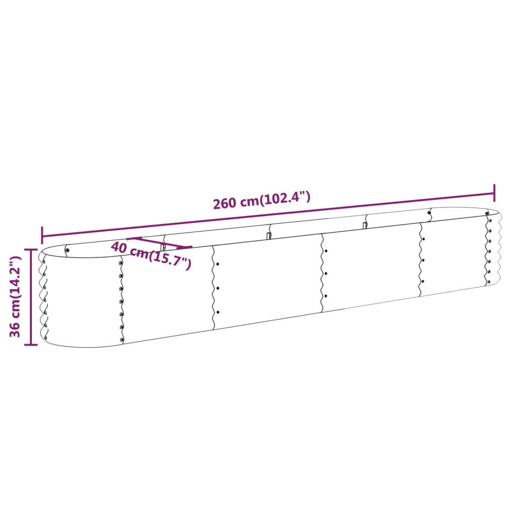 vidaXL Hochbeet Grau 260x36x40 cm