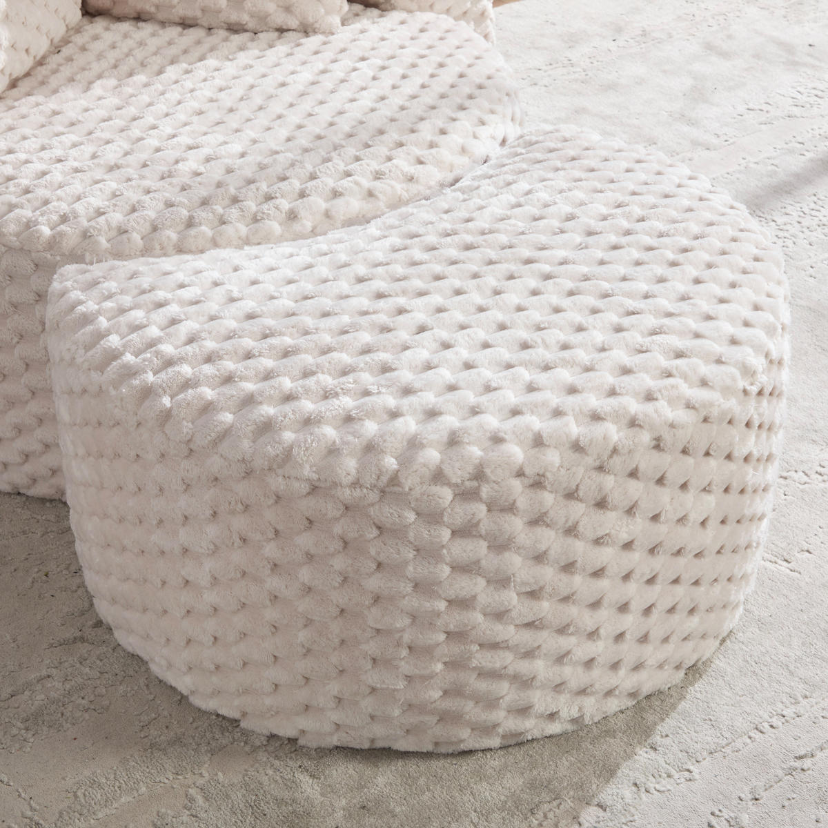 LOUNGESESSEL Mit Hocker Übergroß Rund Komprimiert Ohne Montage - Beige, Textil (129/65/116cm) - Urban Meuble