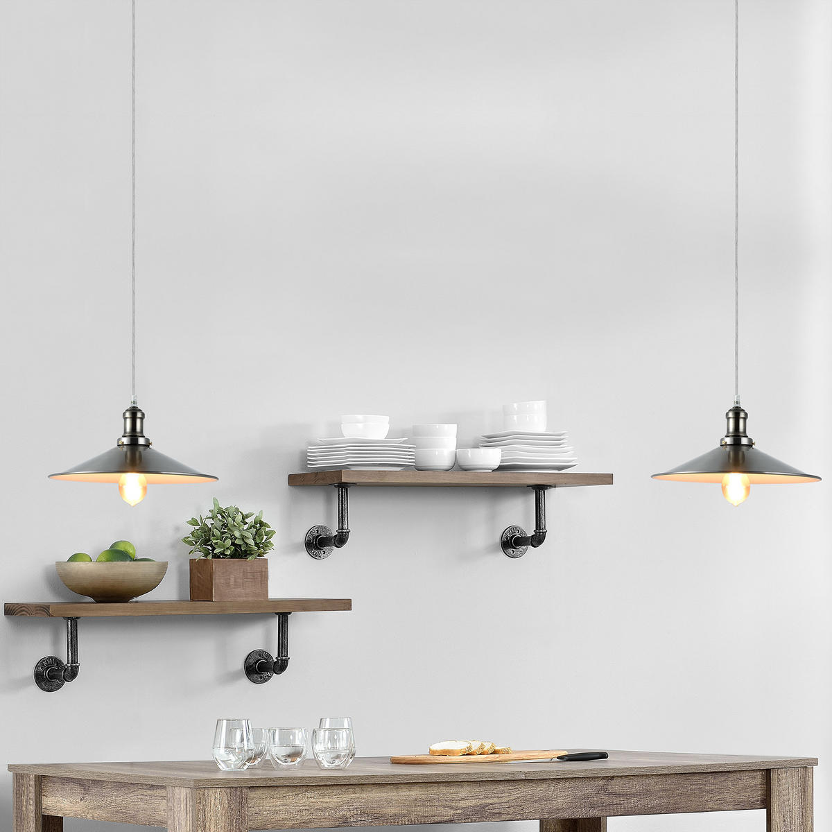 HÄNGELEUCHTE Burrsville - Silberfarben, Metall (36/36/125cm) - lux.pro