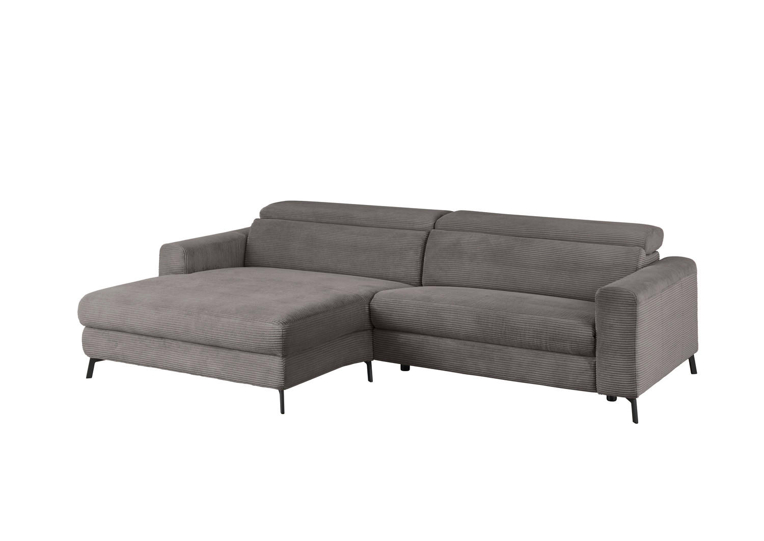 ECKSOFA LAISKA Grau Cord - Schwarz/Grau, Textil/Metall (282/177cm) - KAWOLA