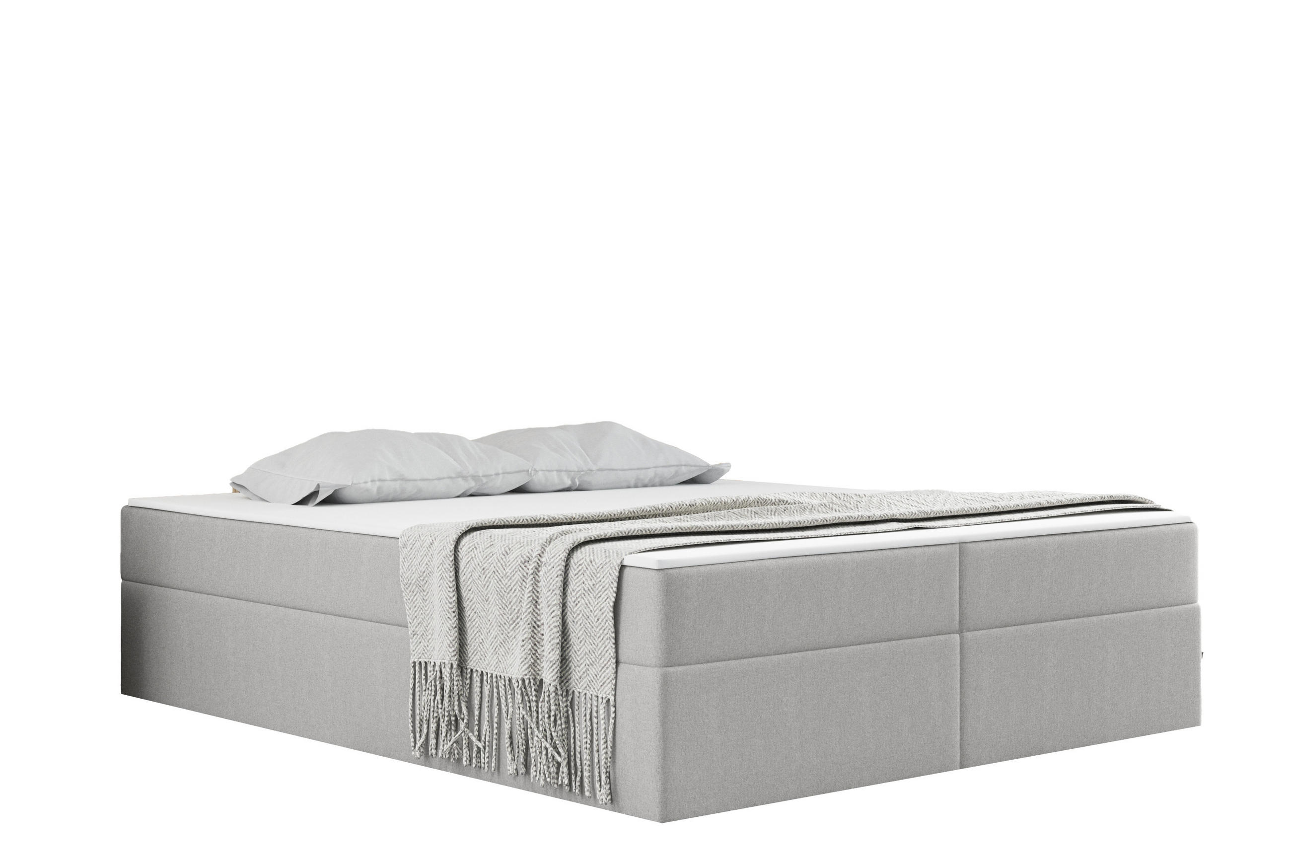 BOXBETT Mit Bettkasten Und Matratze Topper Ruben Hellgrau 120x200 cm H3-Bonell - Greige, Holz/Textil (120/200cm) - Kaiser Möbel