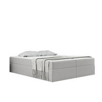 BOXBETT Mit Bettkasten Und Matratze Topper Ruben Aschgrau 160x200 cm H2-Pocket - Hellgrau, Holz/Textil (160/200cm) - Kaiser Möbel