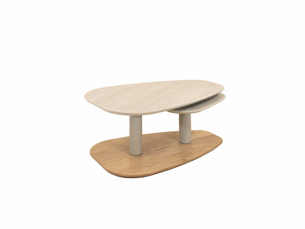 COUCHTISCH Tischplatte drehbar Cyb 95x43x65 HPL Wildeiche/Calvia Stein - Wildeiche/Beige, Holzwerkstoff (95/65/65cm) - 58aufmkessel