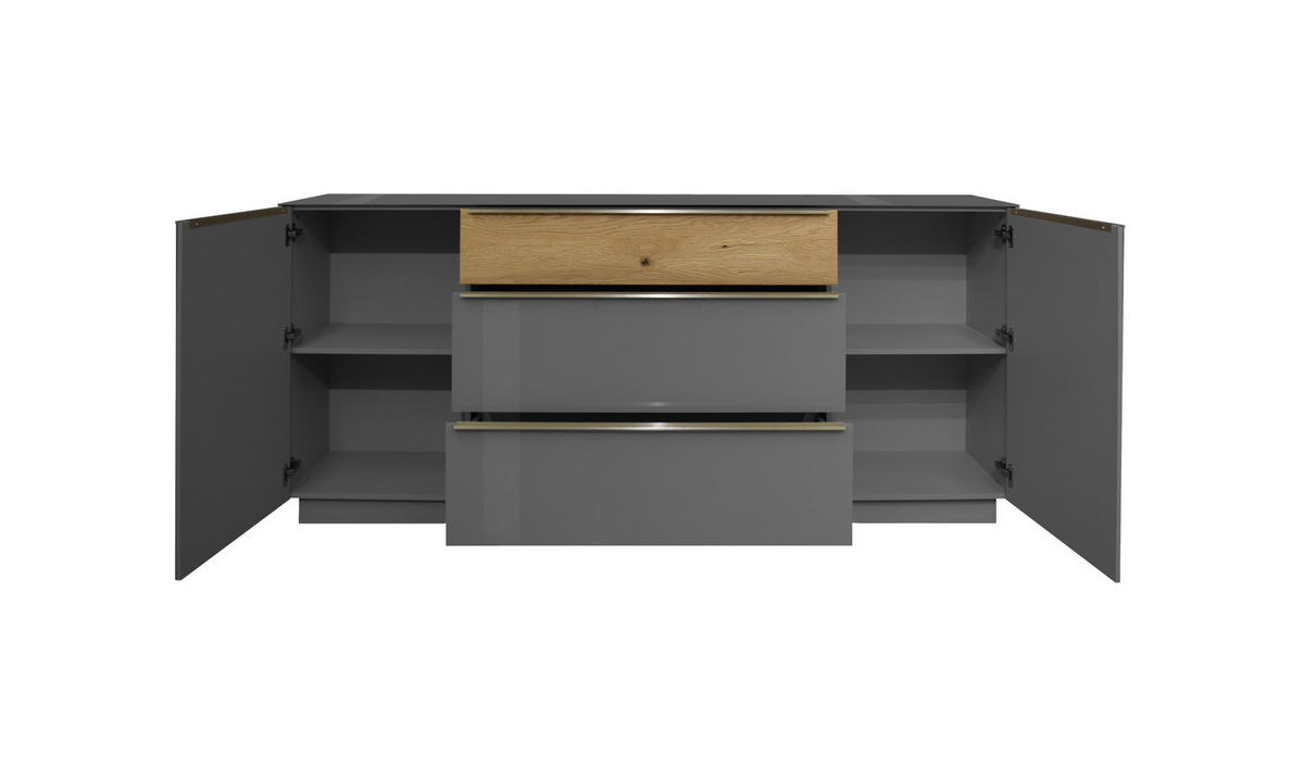 SIDEBOARD Nova Anthrazit und Eiche - Grau, Holzwerkstoff (214/92/42cm)