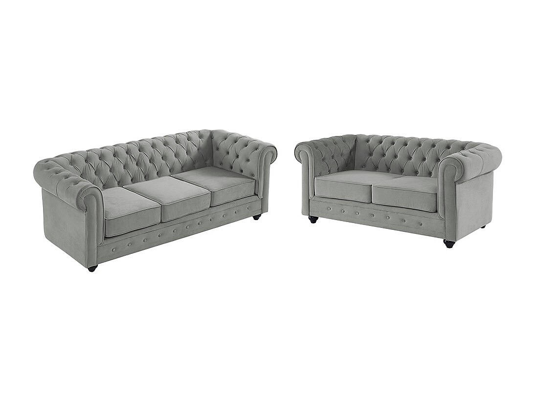 Vente-Unique Couchgarnitur Hellgrau 205x72x88 cm