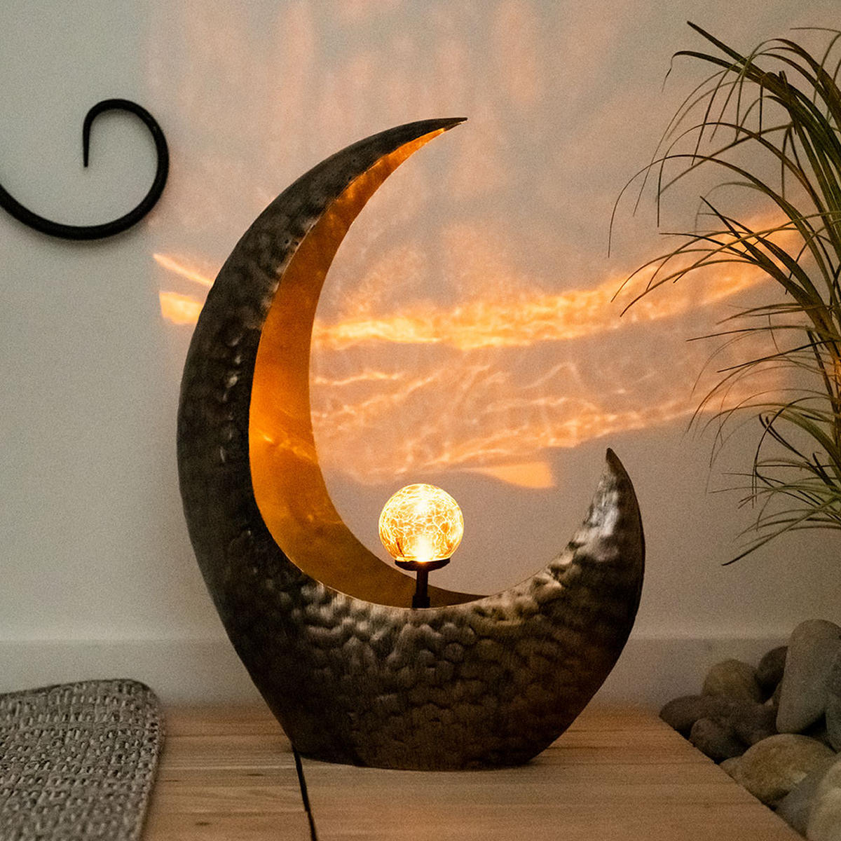 LED AUSSENLEUCHTE Messingfarben Feuereffekt 2er Set - Messingfarben, Glas (37.5/13.5/45cm) - Globo Lighting