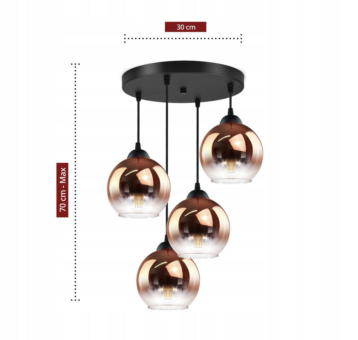 PENDELLEUCHTE MASUR - Transparent/Goldfarben, Glas/Metall (35/35/80cm) - kiki design