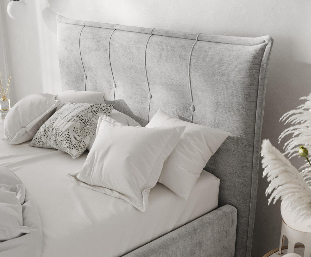 POLSTERBETT Plaza 180/200 cm Hellgrau im Lotta Stoff - Hellgrau/Naturfarben, Holz/Holzwerkstoff (180/200cm) - AltaBeds