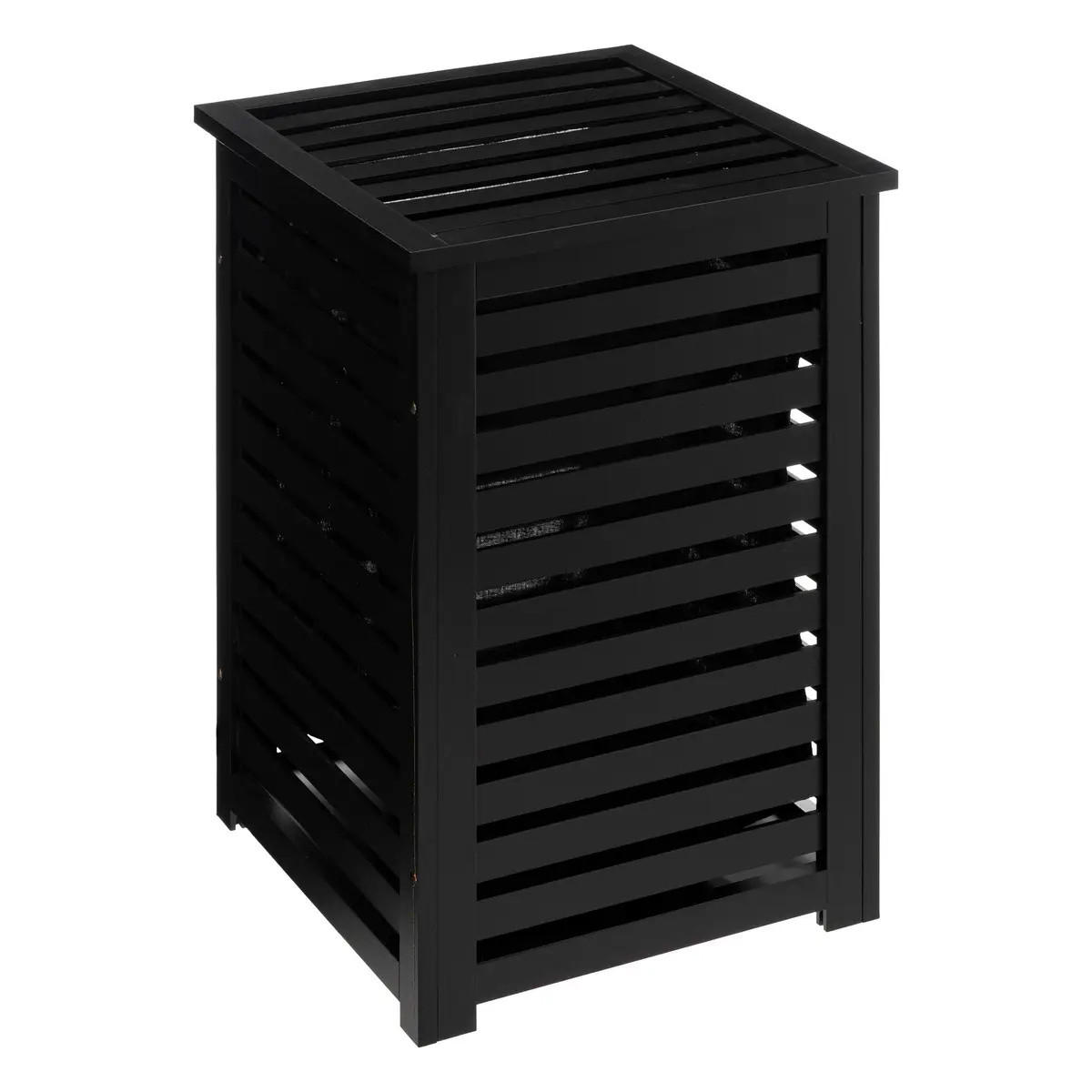 WÄSCHEKORB Bambus Sicela 40/38/58 cm - Schwarz, Holzwerkstoff (38/58/40cm) - 5five Simply Smart