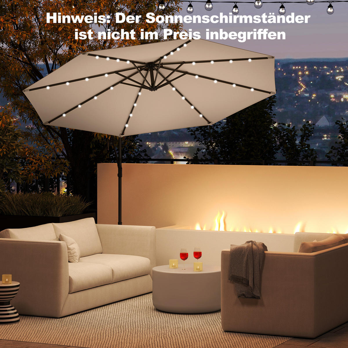 AMPELSCHIRM Kaffee - Braun, Kunststoff (300/300cm) - COSTWAY