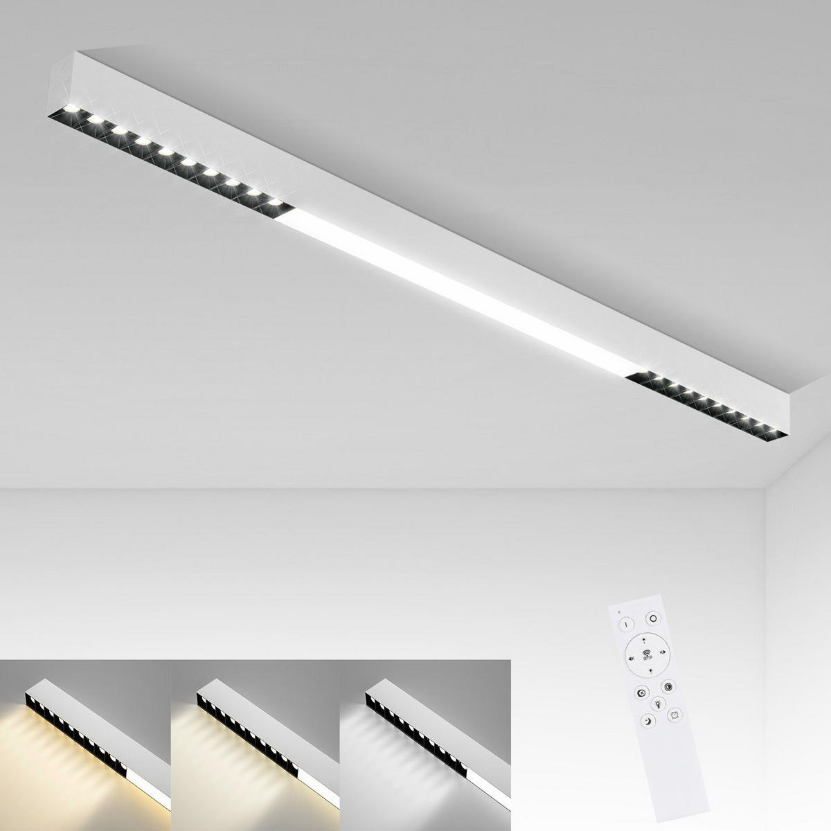 LED-DECKENLEUCHTE Tannfluch 106.5/3.3/106.5 cm - Weiß, Metall (106.5/106.5/3.3cm) - ZMH