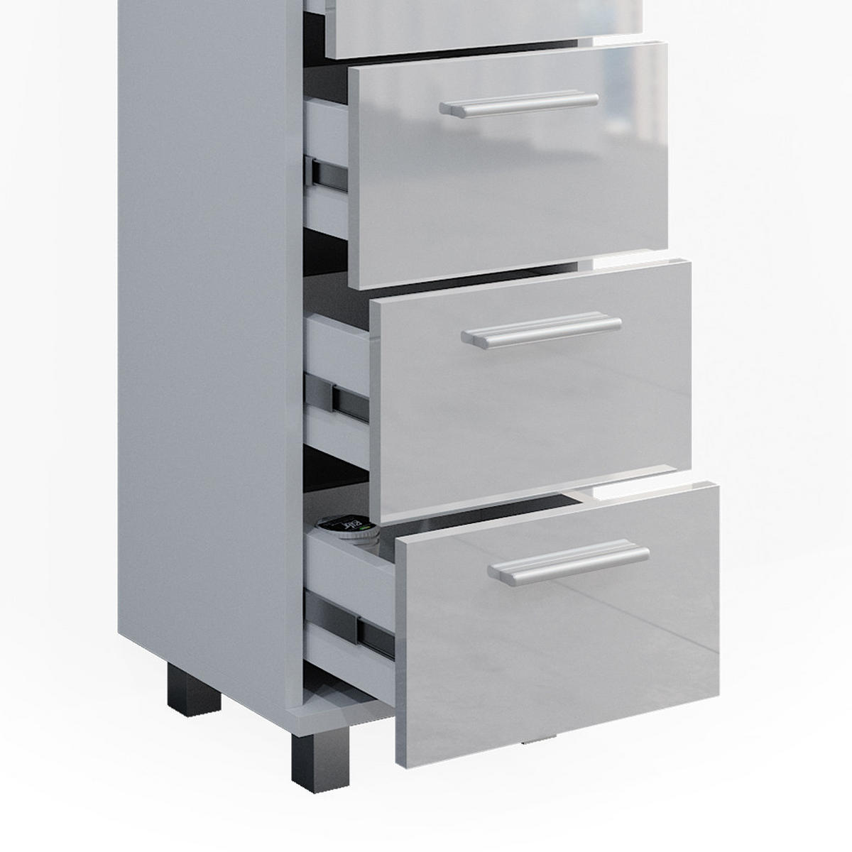 BADMÖBEL-SET Ilias Weiß Hochglanz 3 Teile, mit Midischrank - Weiß Hochglanz/Weiß, Holzwerkstoff (60/60.8/33cm) - Vicco