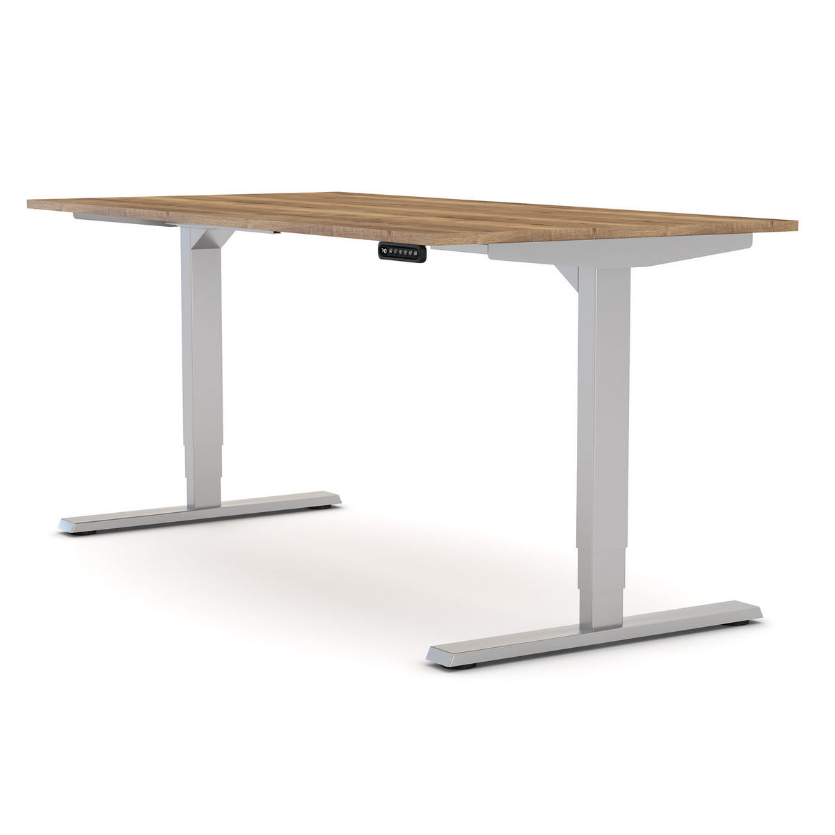 SCHREIBTISCH Elektrisch höhenverstellbarer Schreibtisch Y-Line Eiche Tabak Weißaluminium 160/80/62-127cm - Weiß Hochglanz/Silberfarben, Holzwerkstoff/Metall (80/160/127cm) - ASSMANN