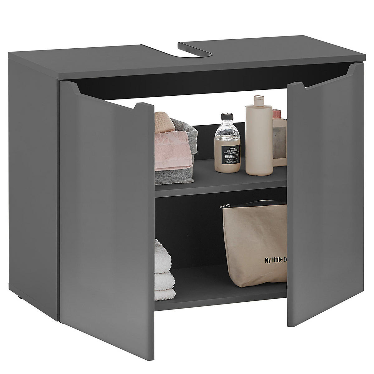 WASCHBECKENUNTERSCHRANK - Anthrazit, Holzwerkstoff (80/62/35cm) - home24