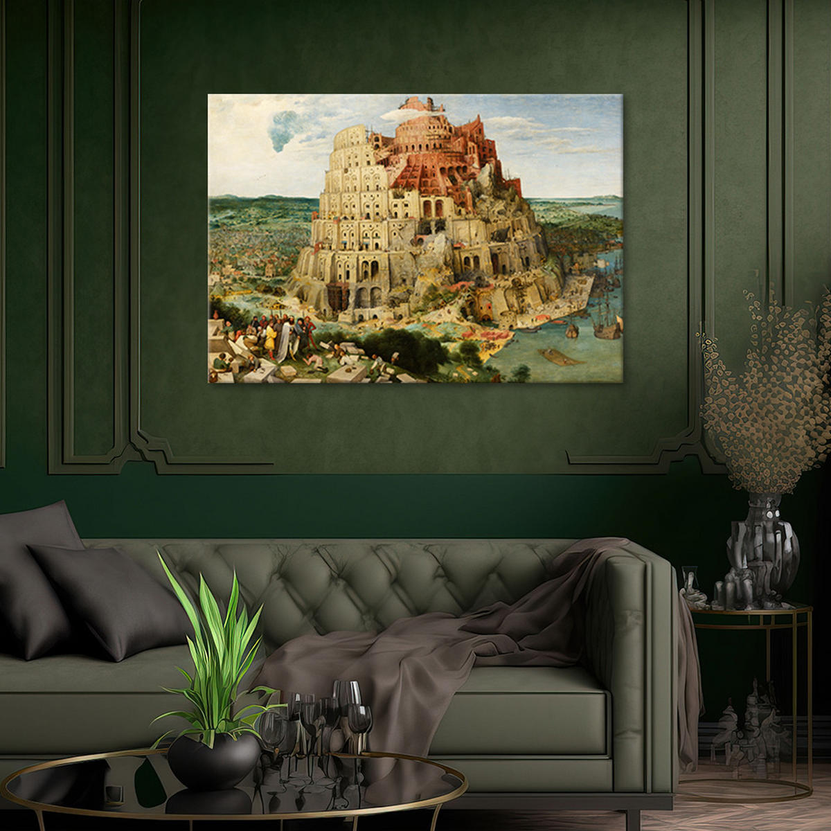 WANDBILD der turmbau zu babel pieter bruegel - Multicolor, Textil (60/40cm) - Feeby