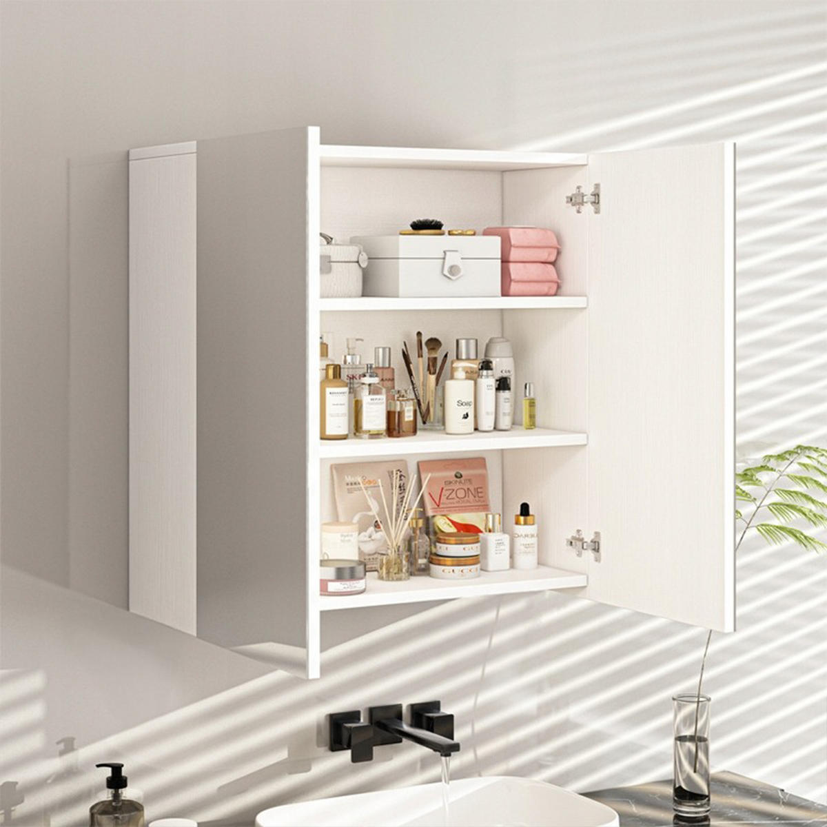 BADEZIMMERSCHRANK, weiß 60/22/60 cm - Weiß, Holzwerkstoff (60/60/22cm)